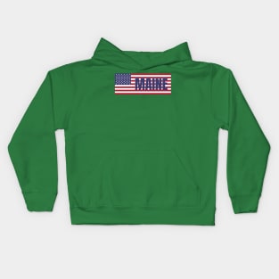 Maine State in American Flag Kids Hoodie